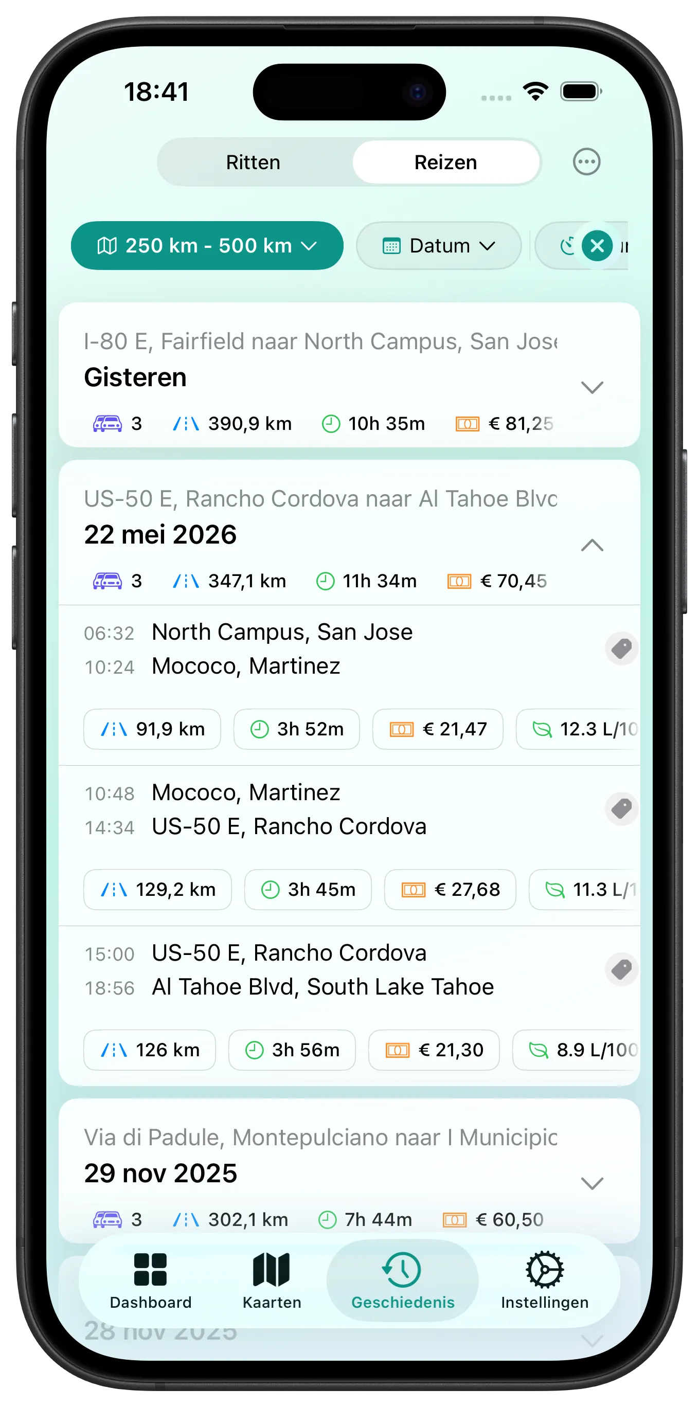 History List with Filters